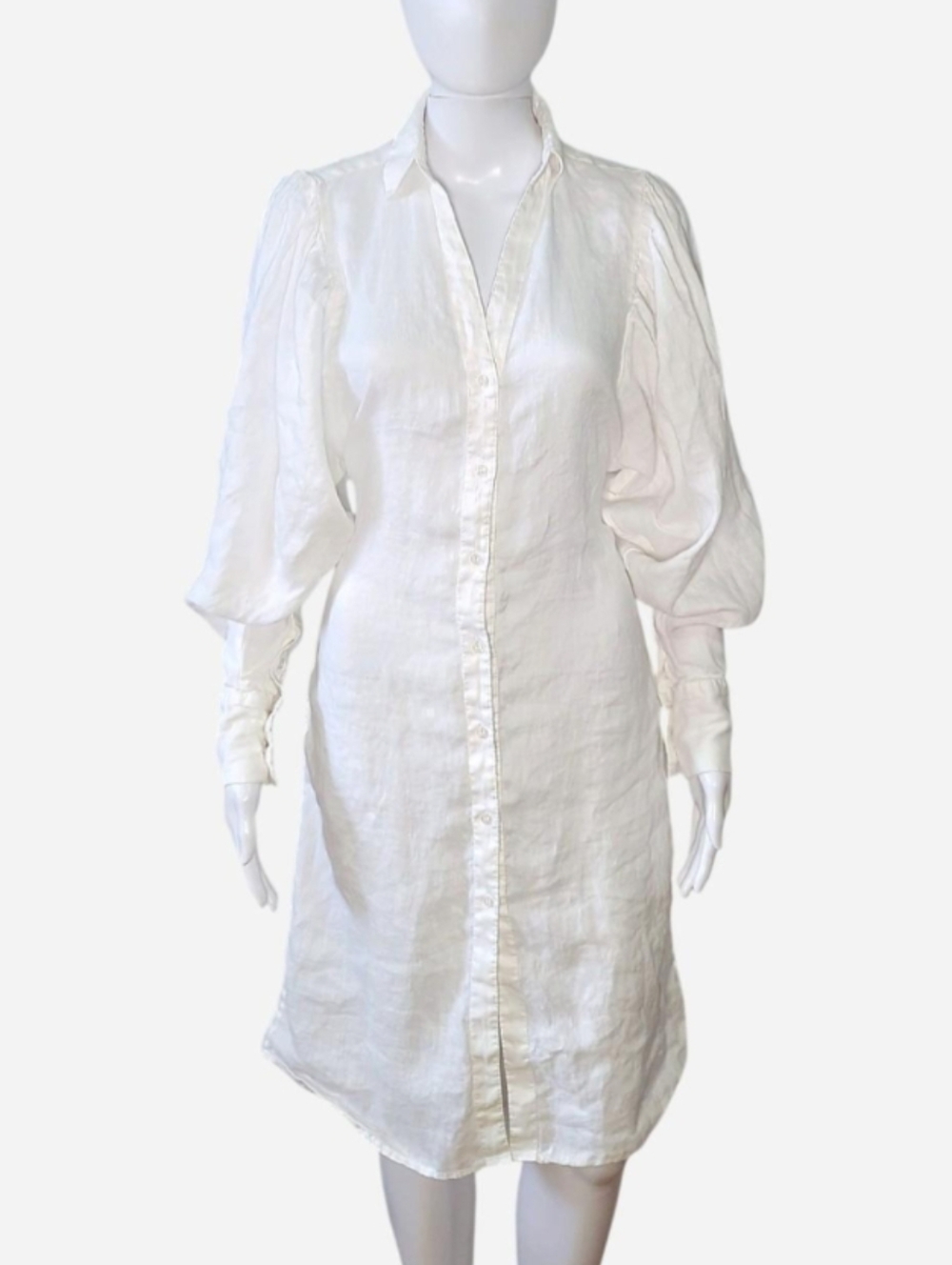 H&M x Johanna Ortiz collab white linen shirt dress with sash‎ belt Size Small